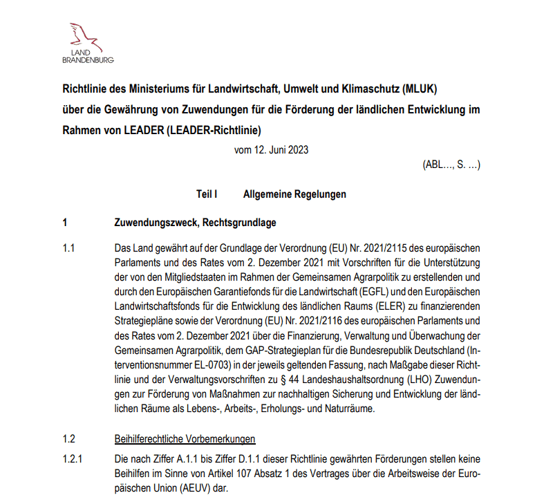 Richtlinie Zur Anlage Von Stadtstraßen Veröffentlichung der neuen LEADER-Richtlinie 2023-2027 - LAG Havelland